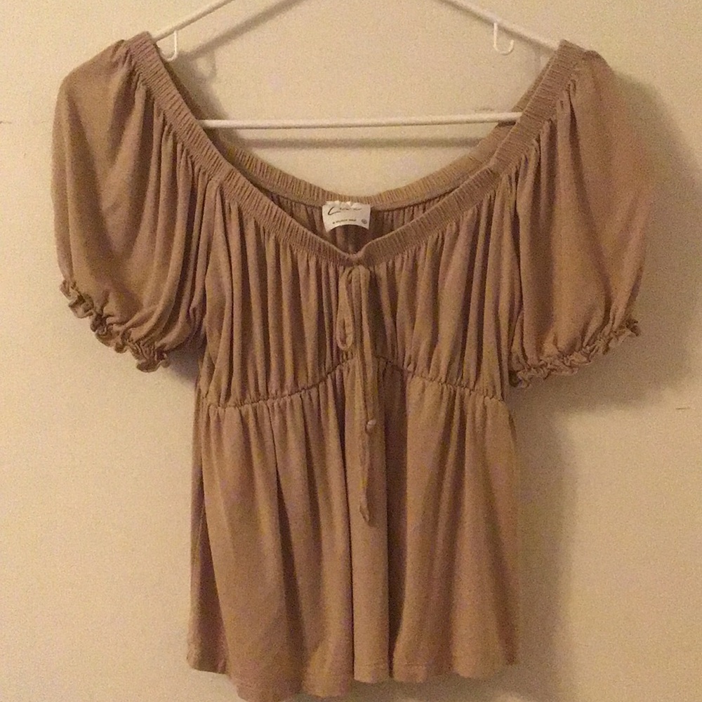 Women's Tan Off-Shoulder Top